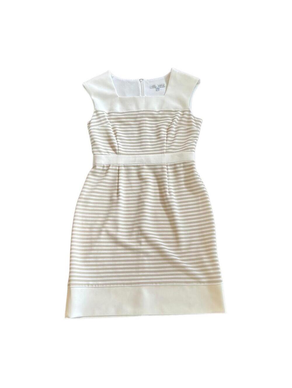 Sandra Darren | Women's Cream & Tan Dress | Size 8 | 0750